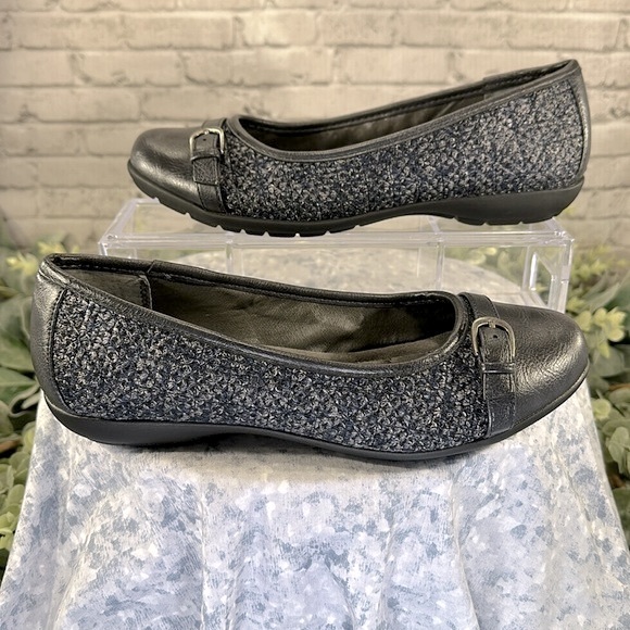 White Mountain “Sia” Navy & Gray Fabric Knit Round Toe Ballet Flats WMS 7.5M✨EUC - Picture 4 of 9